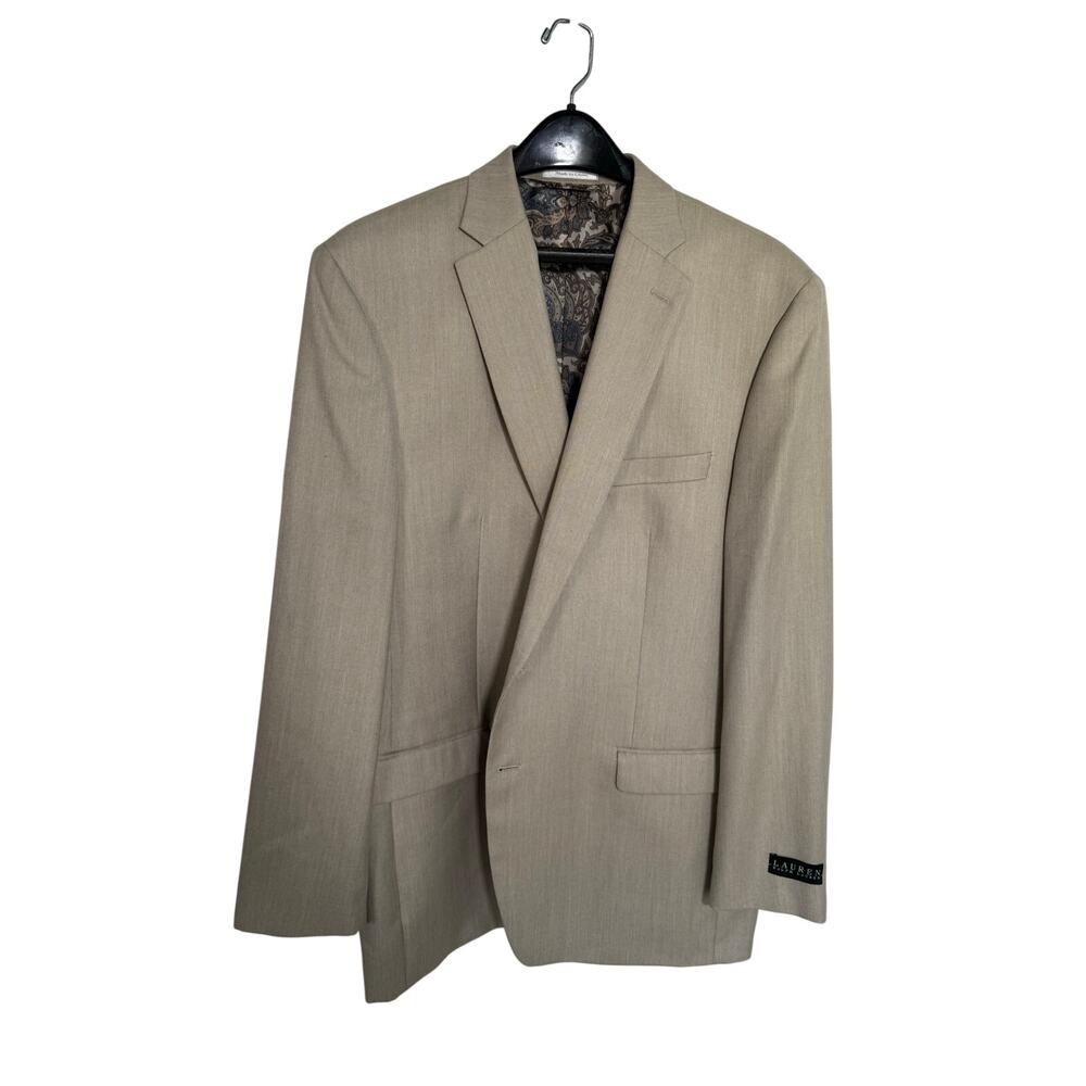 Lauren Ralph Lauren Mens Suit Jacket Sports Coat Beige 48L Fully Lined